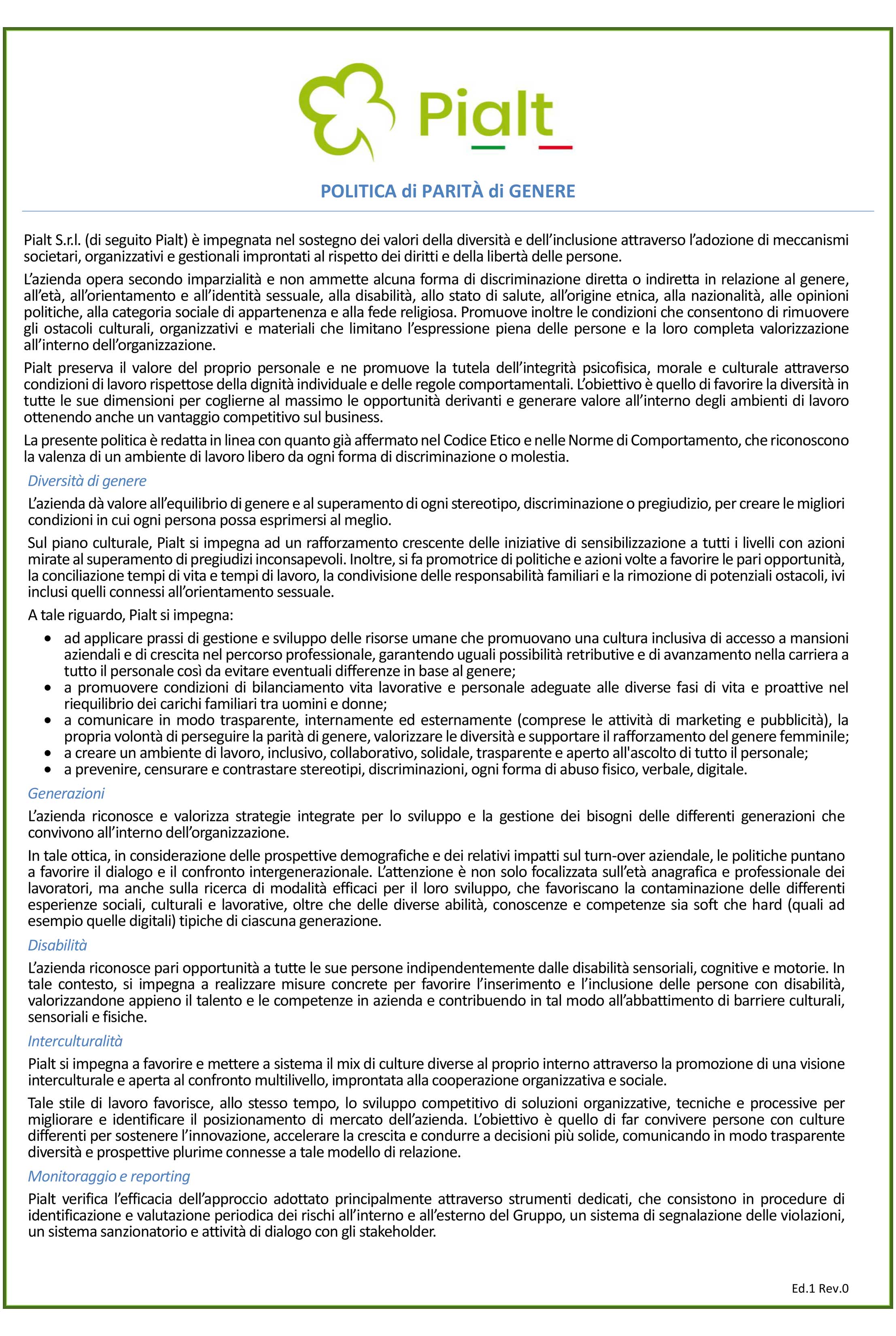 Politica di parità di genere